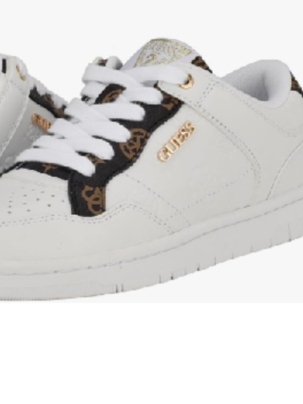 EUC GUESS RUBINN bright white / coffee brown sneaker (9) KICKS